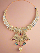 Traditional Gold-Tone Necklace Set with Pearl and Ruby Accents
